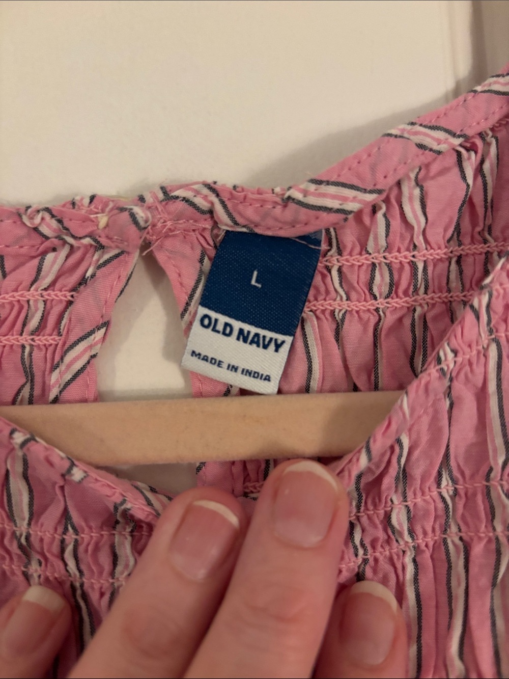 Old Navy Pink Striped Smocked Peplum Blouse - Picture 2 of 3